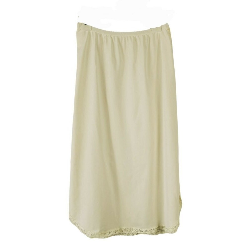 Vintage ShadowLine Half Slip Pillow Tab Cream 1060's Sm High Slit Lace Trim USA